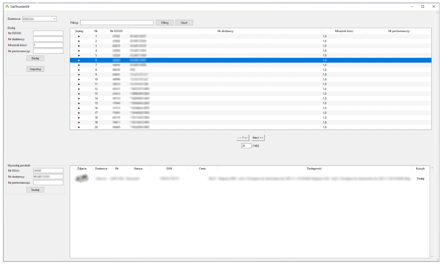 SubThunderDB baza danych produktów Subiekt GT